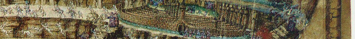 Illustratie bij Dante Alighieri's Goddelijke Komedie: Afgrond van de hel, 1480-1490 (Sandro Botticelli), Detail: Stadt Dis mit Türmen