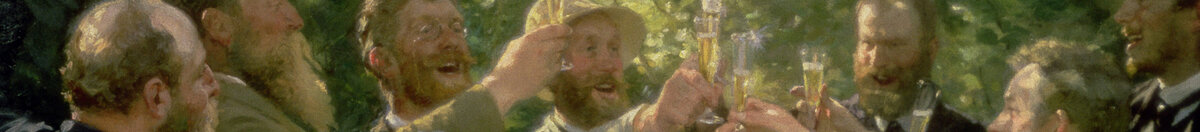 Hip Hip Hoera! Kunstenaarsfeest in Skagen, 1888 (Peder Severin Krøyer), Detail: Prost mit Sektgläsern