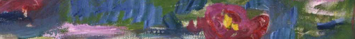 Waterlelies, 1916 (Claude Monet), Detail: Blüten links mit Spiegelung