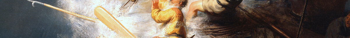 Christus in de storm op het Meer van Galilea, 1633 (Rembrandt van Rijn), Detail: Ringende Männer im Gischtlicht
