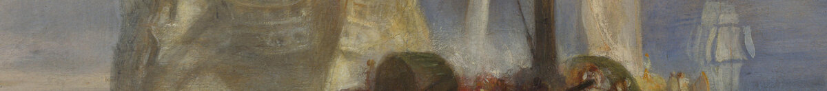 De vechtende Temeraire, 1839 (Joseph Mallord William Turner), Detail: Dampfschlepper mit Rauchfahne