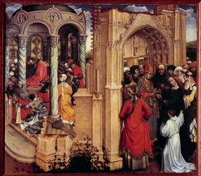Het huwelijk van de Maagd. Schilderij op hout door Robert Campin bekend als de Meester van Flemalle (1375-1444) 15e eeuw. Madrid, Prado Museum