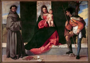 De Maagd en het Kind tussen Sint Antonius van Padua en Sint Rochus (16e eeuw) Madrid, Prado Museum
