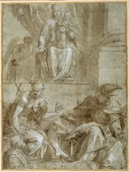 Maagd en Kind op de troon met Heiligen Johannes de Doper, c.1548