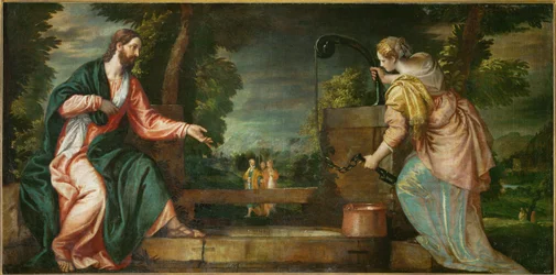 Christus en de Samaritaanse vrouw bij de put (schilderij op doek)