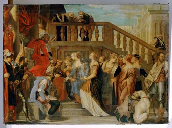 Esther geleid voor koning Ahasveros ... (schilderij op doek)