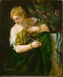 Lucretia, een Romeinse edelvrouw die met Tarquinius Collatinus was getrouwd, pleegde zelfmoord nadat zij door de zoon van Tarquinius Superbus was verkracht