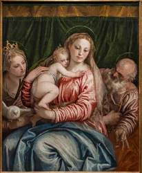 Madonna en Kind Jezus tussen St. Catharina van Alexandrië en Petrus (detail)