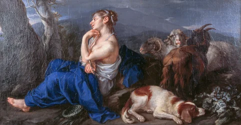 Erminia schrijft de naam van haar geliefde op een boomstam, door Francesco Fernandi bekend als de Imperiali