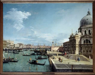 Gezicht op de ingang van het Canal Grande en de kerk van de Salute in Venetië. Schilderij van Antonio Canal, genaamd Canaletto (1697-1768), 18e eeuw. Afmetingen: 1,19 x 1,53 m