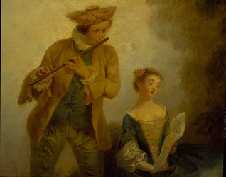 Drie dochters van componist Joseph-Nicolas-Pancrace Royer die muziek van ballet Zaide uitvoeren