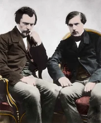 De broers Edmond (1822-1896) en Jules (1830-1870) de Goncourt, Franse schrijvers, door Nadar