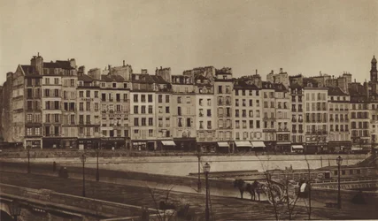Quai Le Pelletier rond 1855, nu deel van de quai de Gesvres (zwart-wit foto)