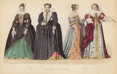 Mode in Frankrijk: Hendrik IV 1590; Lodewijk XIII 1614