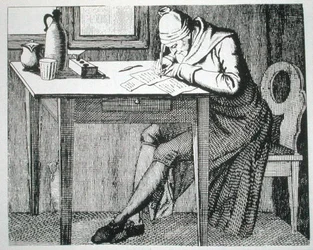 Gaspard Lavater (1741-1801) in zijn studeerkamer, kopie van een illustratie uit zijn 
