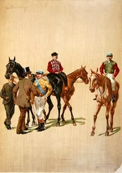 Jockeys op de renbaan, ca. 1875
