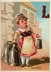 L voor laitiere (melkmeisje) (chromolitho)