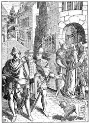 De gevangenis van de provoost, rue de la Tannerie, Parijs, naar een houtsnede in 