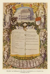 Menu voor een banket ter viering van de opening van het eerste treinstation in Keulen