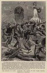 De rellen in Rome, vechten met de menigte op het Piazza Navona