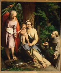 De Heilige Familie met Sint Franciscus - Rust op de Vlucht ... (schilderij op doek)