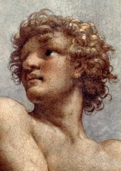 Visioen van Sint Jan Evangelist op Patmos, Hemelvaart van Christus onder de Apostelen, of Christus in Glorie (detail)