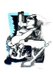 G. C. Riccardi, Proposta e Stop, 1974, Tinte op Papier, 40x70, Italië