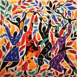 Dans van herfstbladeren in Matisse-stijl