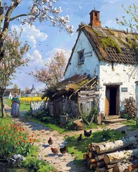 pluimvee voor een traditionele hut op het platteland