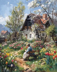 Een oud Italiaans traditioneel huis midden in de natuur, muurdecoratie-ideeën