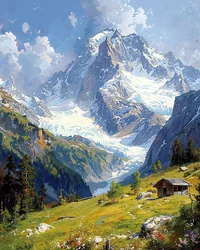 Landschap met bloemrijke heuvels, wanddecor voor slaapkamer