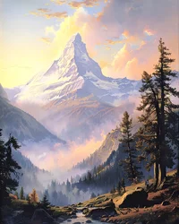 Landschap met bergen in de verte, moderne muurdecoratie ideeën