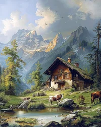 Prachtig Landschap in de Herfst, Canvas voor Wanddecoratie Wildlife Art