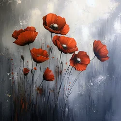 Rode klaprozen Canvas Muurkunst Modern, Wanddecoratie voor Elke Kamer