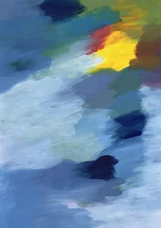Een levendige samensmelting van de drie primaire kleuren – blauw, rood en geel – die in harmonie met elkaar dansen