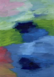 Een levendige samensmelting van de drie primaire kleuren – blauw, rood en geel – die in harmonie met elkaar dansen
