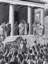 Themistocles Geëerd in Sparta, illustratie uit 