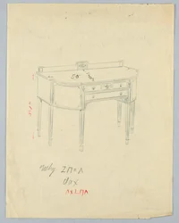 Ontwerp voor dressoir met neoklassieke vaasmotieven
