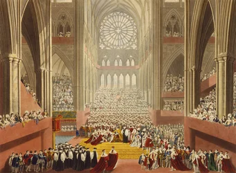 De Ceremonie van de Hulde, 19 juli 1821, uit een album ter viering van de Kroning van Koning George IV (1762-1830) gegraveerd door William James Bennett (1787-1844) gepubliceerd 1824