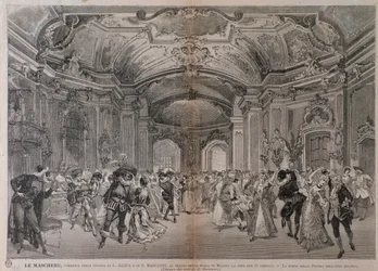 Illustraties voor de opera Le Maschere door Pietro Mascagni voor de uitvoering in het Teatro alla Scala in Milaan