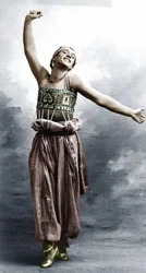 Vaslav Nijinsky in kostuum voor Sheherazade