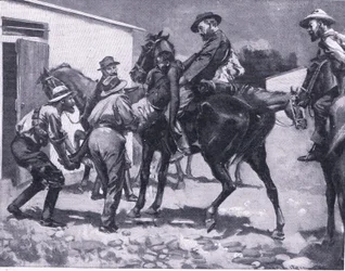 Esaus poging om te ontsnappen, uit After Pretoria: The Guerilla War gepubliceerd door Harmsworth Bros Limited, 1901