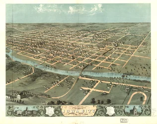 Vogelvlucht van Iowa City, Johnson Co, Iowa 1868. LOC 73693398