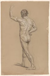 Staand mannelijk naakt, op de rug gezien