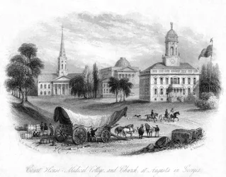 Het gerechtsgebouw, medische college en kerk, Augusta, Georgia, VS, 19e eeuw