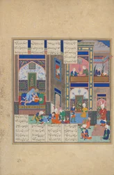 De moord op Khusrau Parviz, folio 742v uit de Shahnama, Boek der Koningen, ca. 1535.