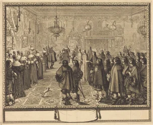 Huwelijksceremonie tussen Vladislas IV, koning van Polen, en Louise-Marie van Gonzaga, prinses van Mantua, in Fontainebleau