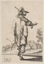 Heer Gezien van Achteren Wijzend naar een Kasteel, 1629