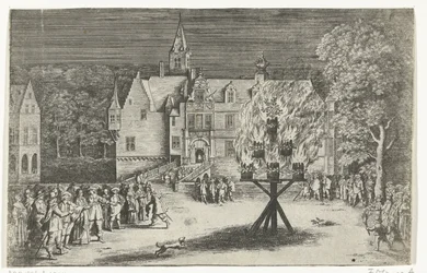 Vreugdevuur bij het bezoek van prinses Maria Henrietta met prins Willem III aan Breda, 1653