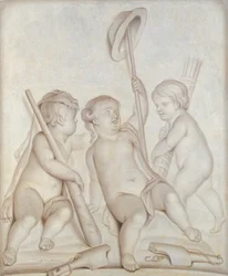 De drie cherubijnen, Putti met de attributen van Hercules en Mercurius, 1767